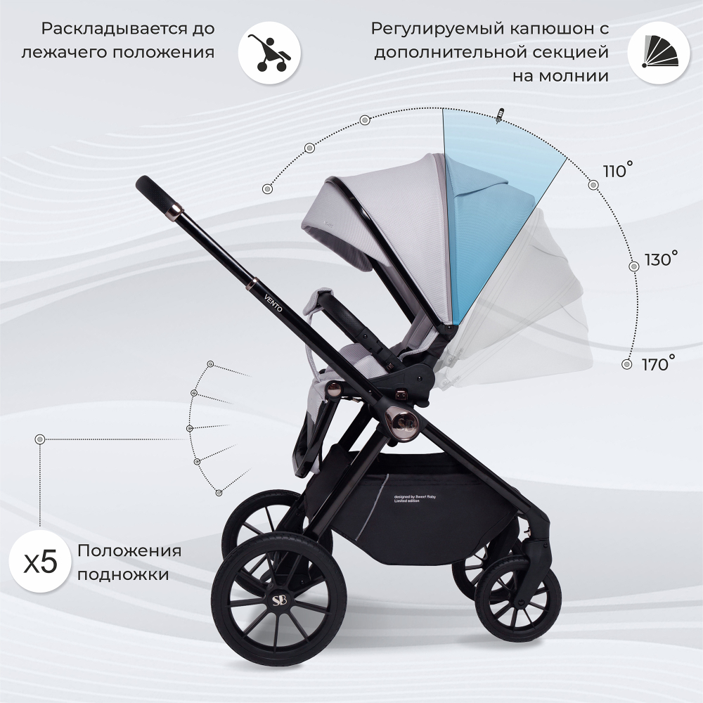 Коляска 2в1 Sweet Baby Vento Grey
