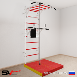 Шведская стенка Sv Sport усиленная 6404 (Турник рукоход/Брусья/Канат/Мат 1м)