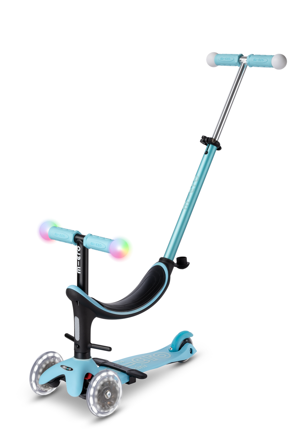 Самокат Micro Mini2Grow Deluxe Magic LED синий дисконт