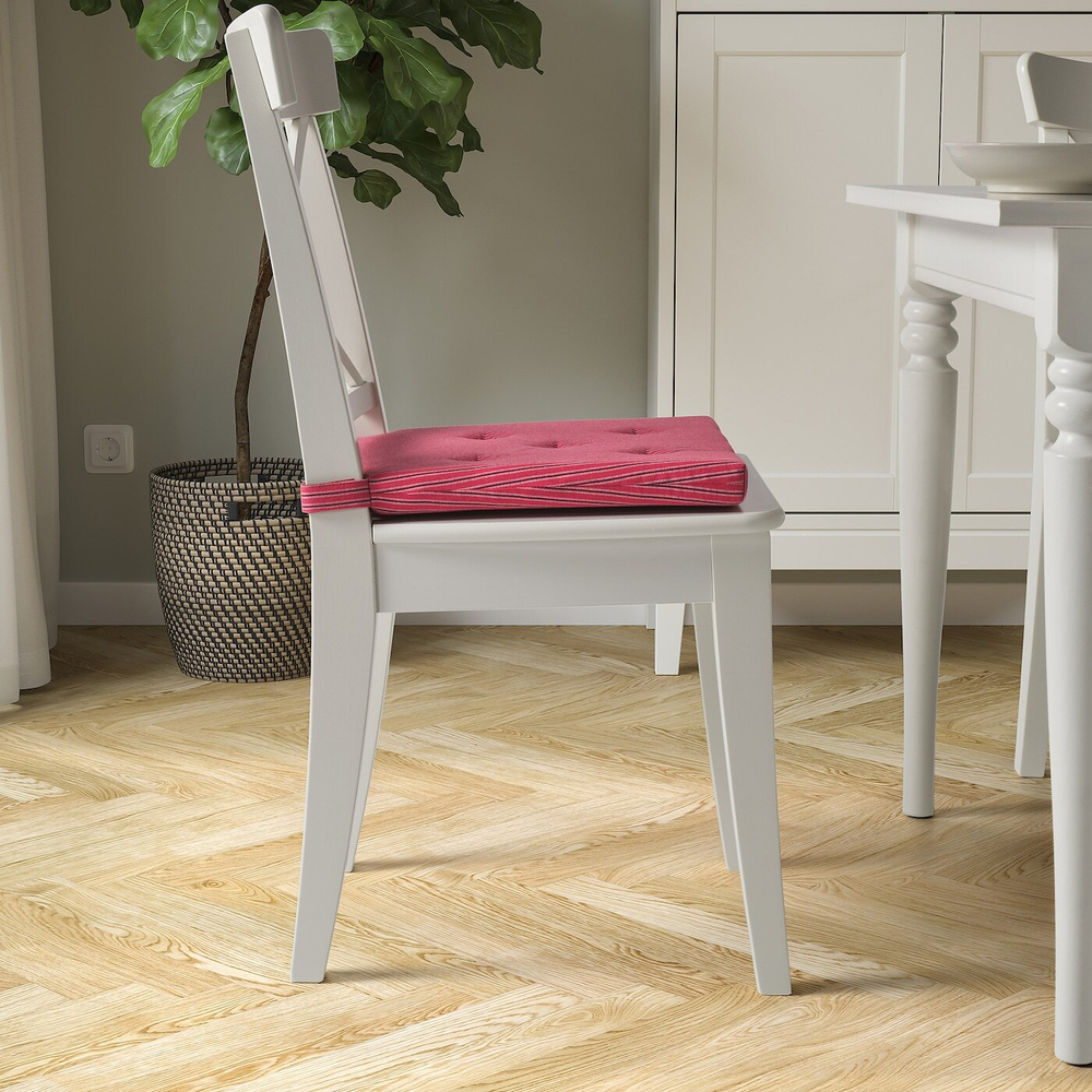 IKEA JUSTINA  (ИКЕА ЙУСТИНА)  -  Подушка для стула, красно-серый/полосатый рисунок, 42/35x40x4 см