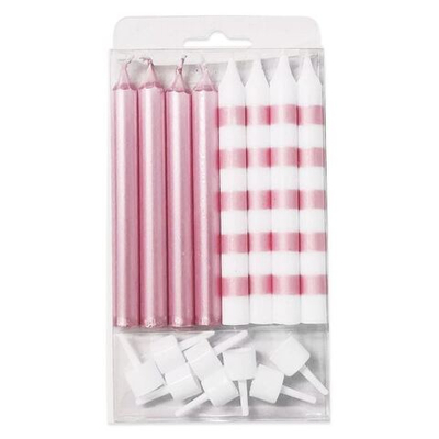 Свечи Ассорти Pink & White в полоску 8шт 8см
