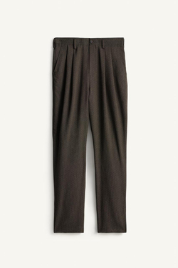ZARA ЖАККАРДОВЫЕ БРЮКИ В СКЛАДКУ С ГЕОМЕТРИЧЕСКИМ РИСУНКОМ, КОРИЧНЕВЫЙ