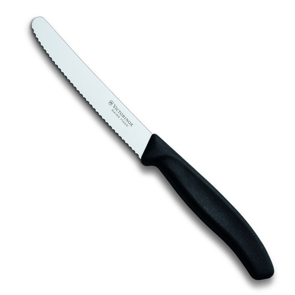 Нож кухонный Victorinox Swiss Classic 110мм серрейторная заточка черный (6.7833)