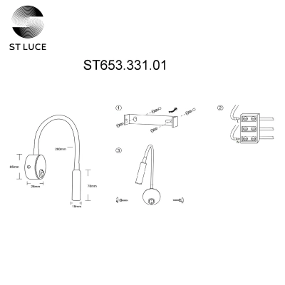ST653.331.01 Светильник настенный ST-Luce Бронза/Бронза LED 1*3W 3000K