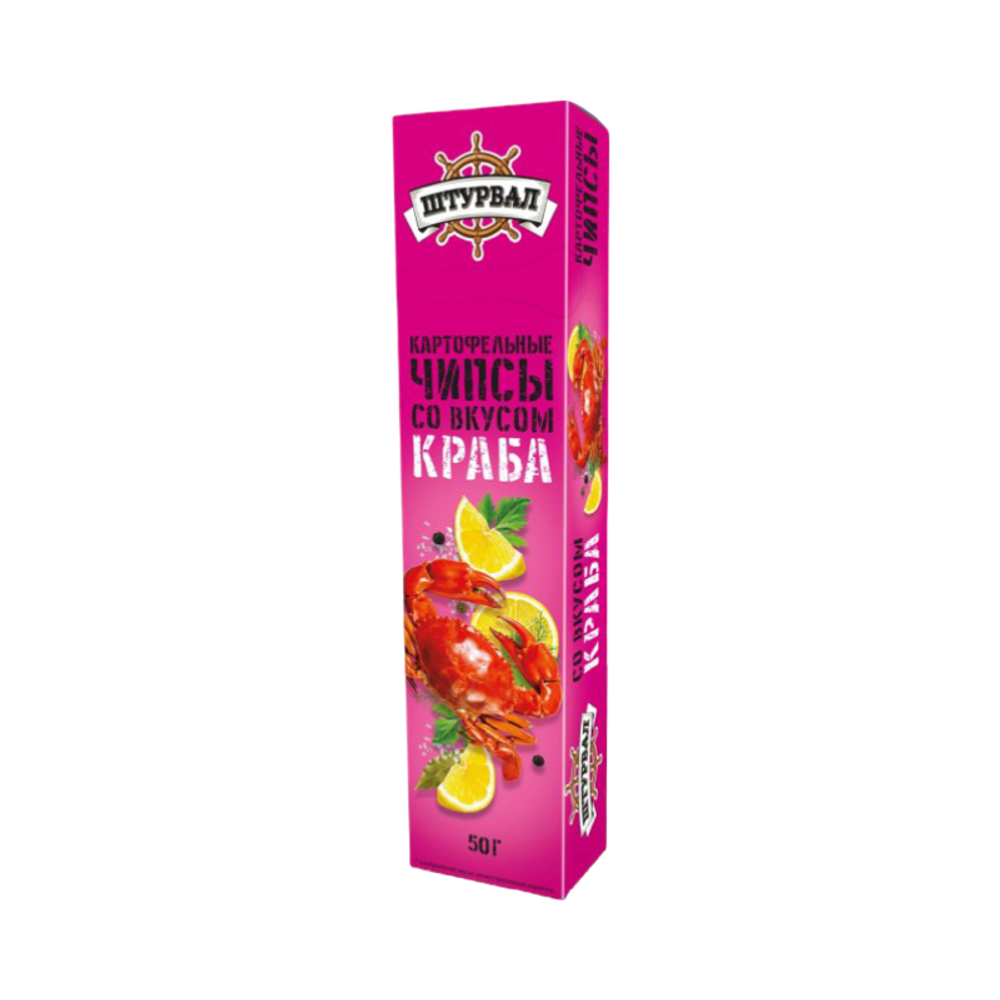 Картофельные пластинки со вкусом краба 90г (1упак-24шт) ШТУРВАЛ