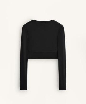 Oysho Футболка с длинным рукавом Comfortlux, черный