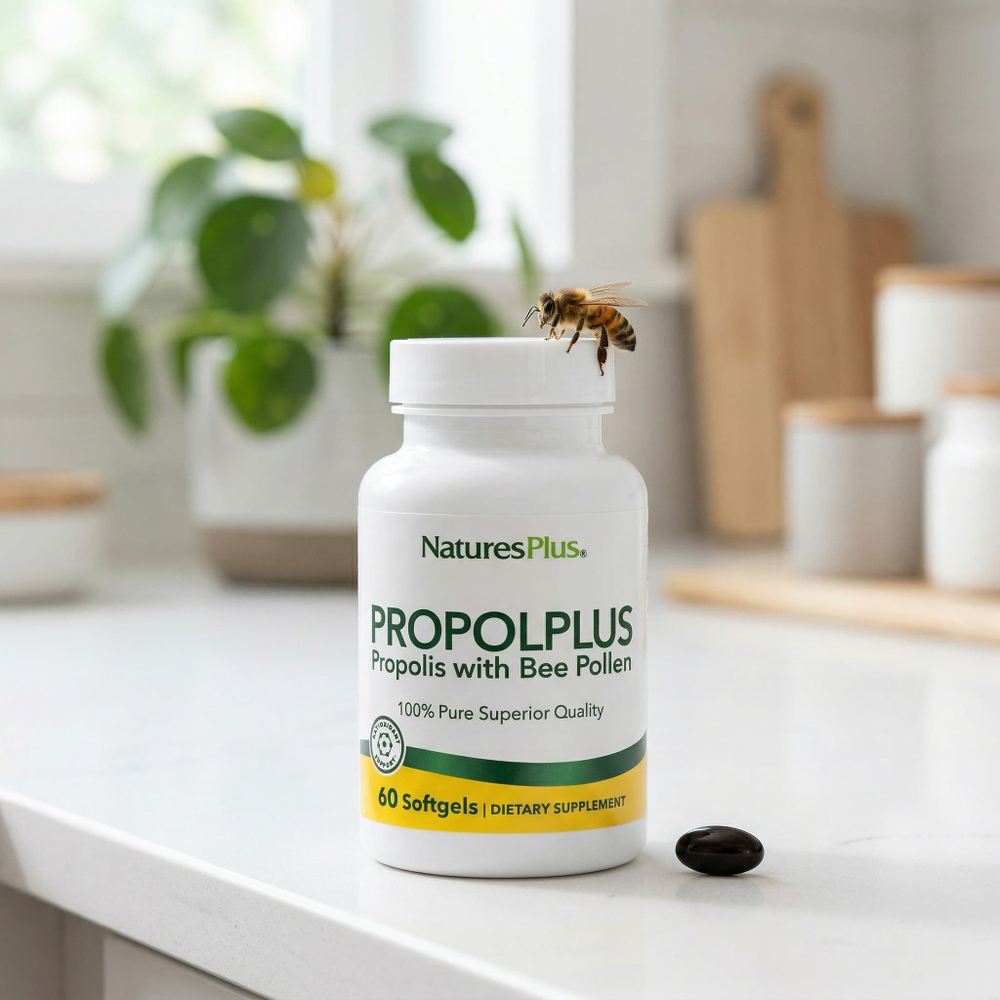 NaturesPlus, Propolplus, прополис с пчелиной пыльцой, 60 капсул