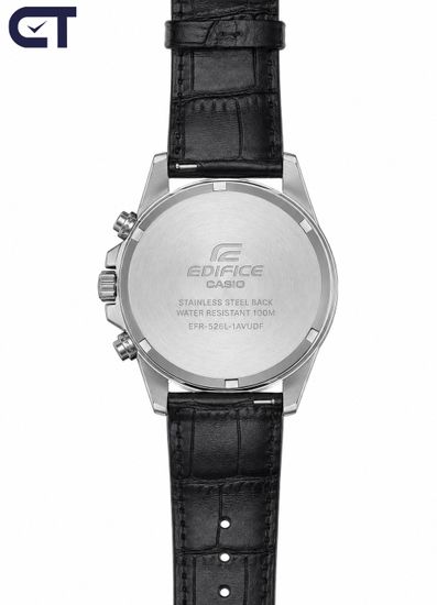 CASIO EFR-526L-1AVUDF EDIFICE мужские наручные часы — кожаный хронограф с чёрным циферблатом