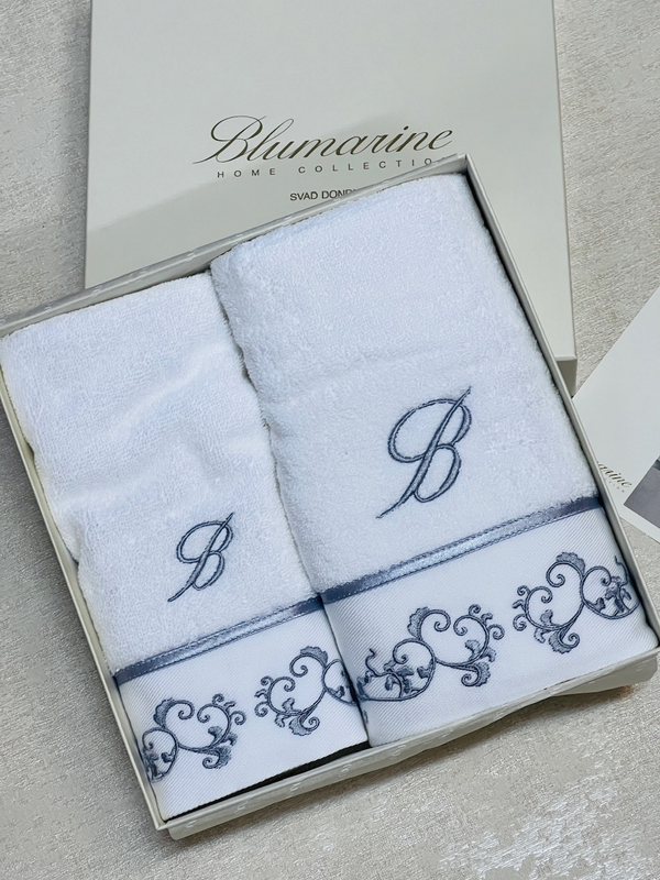 Набор полотенец 2шт Blumarine Emmanuela Silver белый с серебристым