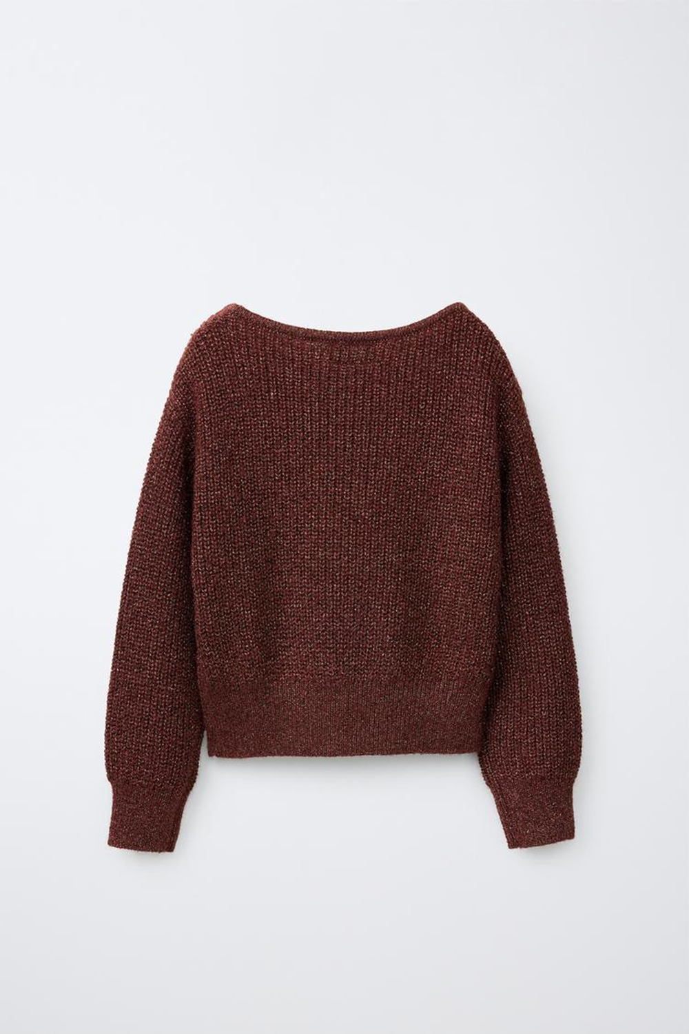 ZARA СВИТЕР С ЛЮРЕКСОМ И ШАРФОМ, ТЕМНЫЙ ЧЕРЕПИЧНЫЙ