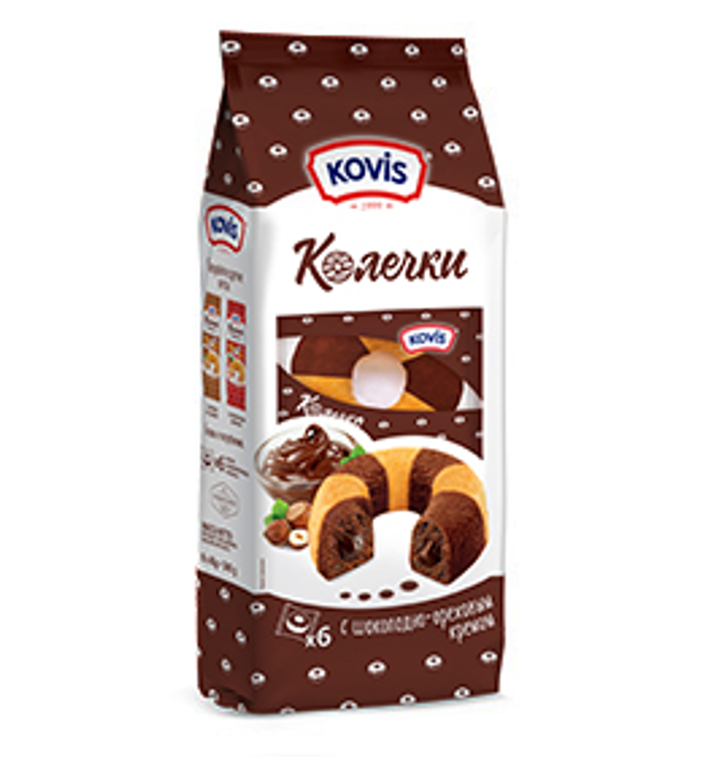 Колечки Kovis с шоколадно-ореховым кремом 240г (6шт)