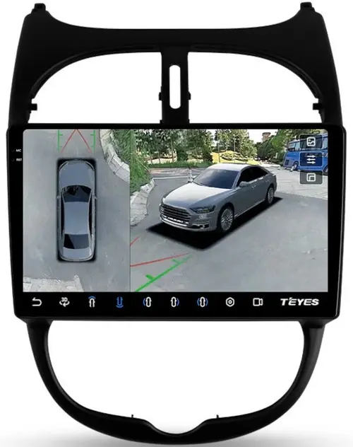 Магнитола для Peugeot 206 1998-2012 - Teyes CC3-2K-360 на Android 10, Быстрая, 2K QLED, CarPlay, 4G SIM-слот, 4 камеры в комплекте