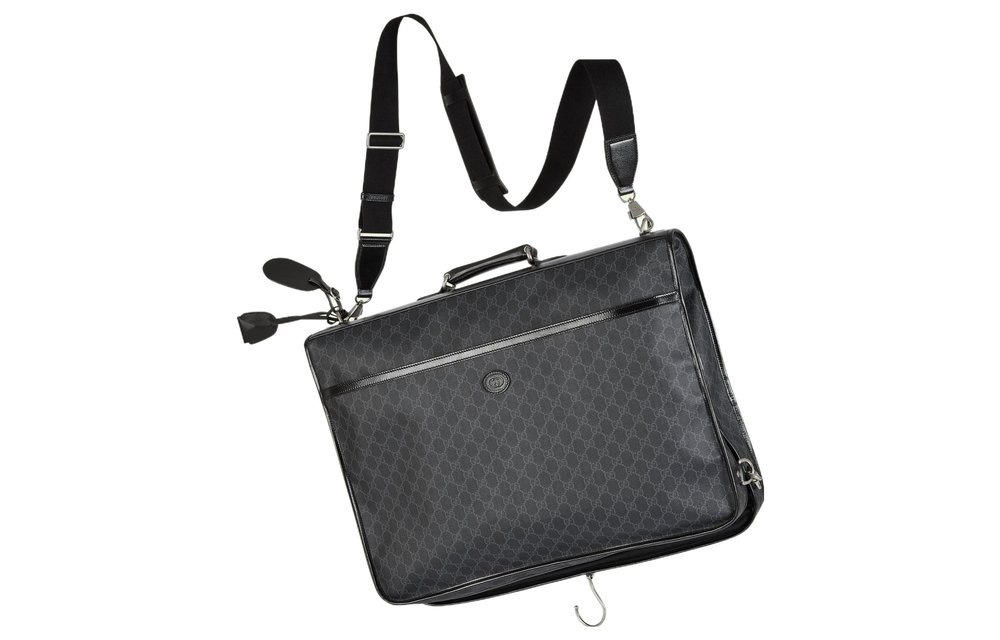 GUCCI Canvas With Leather Handbag Briefcase Men"s Black