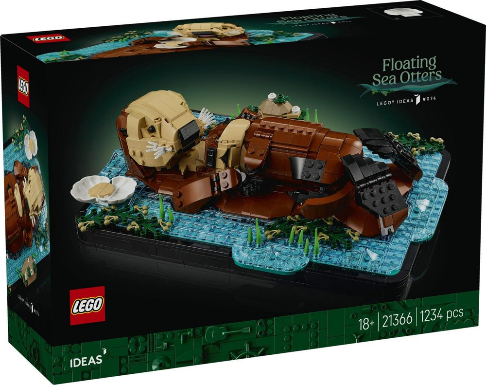 Конструктор Лего Идеи Плавающие морские выдры 21366 | LEGO Ideas Floating Sea Otters мама-выдра с детёнышем 1234 дет 18+