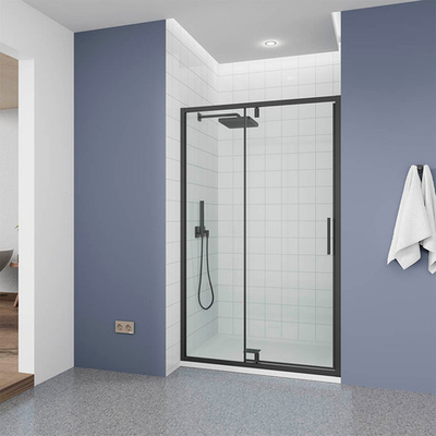 Душевая дверь Veconi Ottimo P20 B, 1000x1900, черный матовый, стекло прозрачное