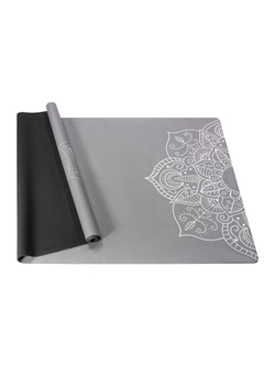 Легкий и тонкий коврик для йоги Mandala Grey 185*68*0,1 см из микрофибры и каучука (уценка)