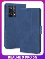 Стильный чехол-книжка из кожи для REALME 9 PRO (не PLUS!) и REALME 9 5G с отделом для наличных, 3 слотами для карт и подставкой