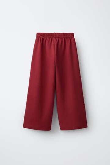 ZARA ТРИКОТАЖНЫЕ БРЮКИ WIDE LEG, КРАСНЫЙ