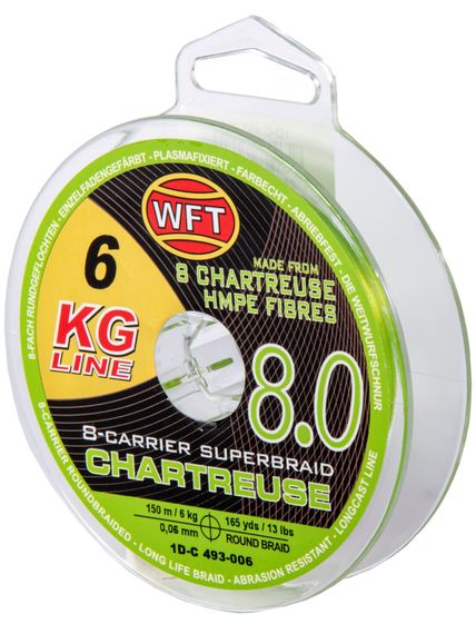 Леска плетёная WFT KG x8 Chartreuse 150 м, 0,06 мм