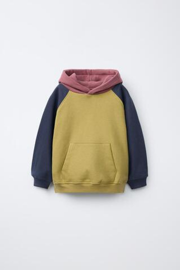 ZARA ХУДИ COLORBLOCK, ОЛИВКОВЫЙ