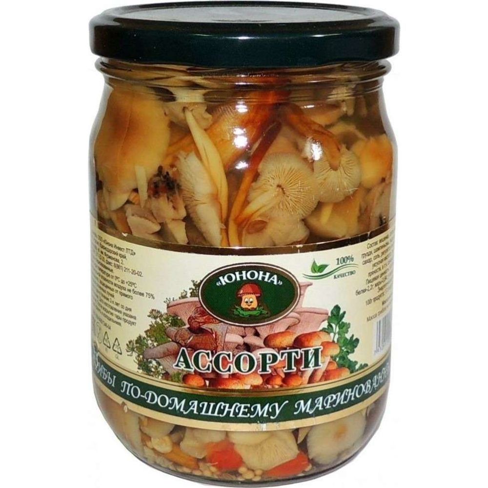 Грибы маринованные Юнона Ассорти 460г