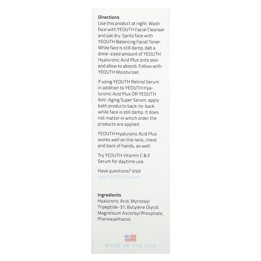 YEOUTH, Hyaluronic Acid Plus, 60 мл (2 жидк. унции)