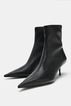 ZARA КОЖАНЫЕ БОТИЛЬОНЫ LIMITED EDITION, ЧЕРНЫЙ