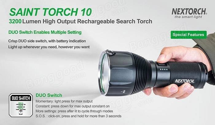 Фонарь Nextorch SAINT TORCH 10 поисковый, 3200 люмен