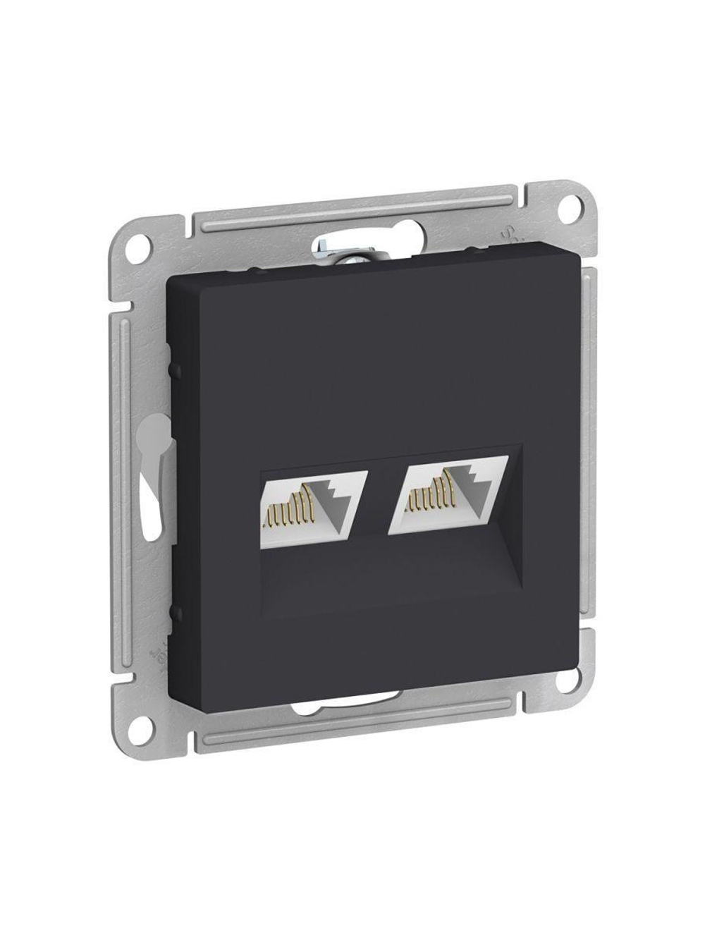 Розетка компьютерная 2-м AtlasDesign RJ45 кат.5E механизм карбон SE ATN001085