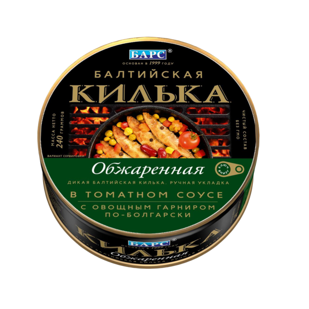 Килька Барс в томатном соусе с овощным гарниром по болгарски 240г