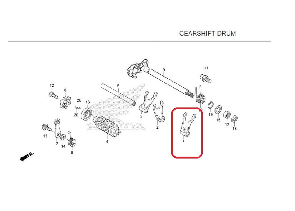 24211-KZZ-900. FORK, L. GEARSHIFT. HONDA