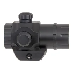 Коллиматор Target Optic 1x21, Weaver, зелёная/красная марка, точка 2 MOA - вид сбоку, вид на барабанчики поправок