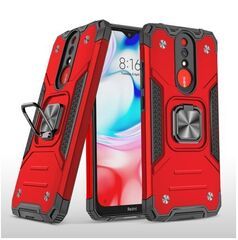Противоударный чехол для Xiaomi Redmi 8 / 8А красный с пластиной для магнитного автодержателя и кольцом подставкой Противоударный чехол для Xiaomi Redmi 8 / 8А красный с пластиной для магнитного автодержателя и кольцом подставкой