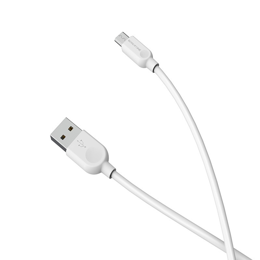Кабель Borofone BX14 USB-microUSB 2.4A 1м PVC White