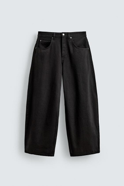 ZARA ДЖИНСЫ BALLOON FIT, ЧЕРНЫЙ