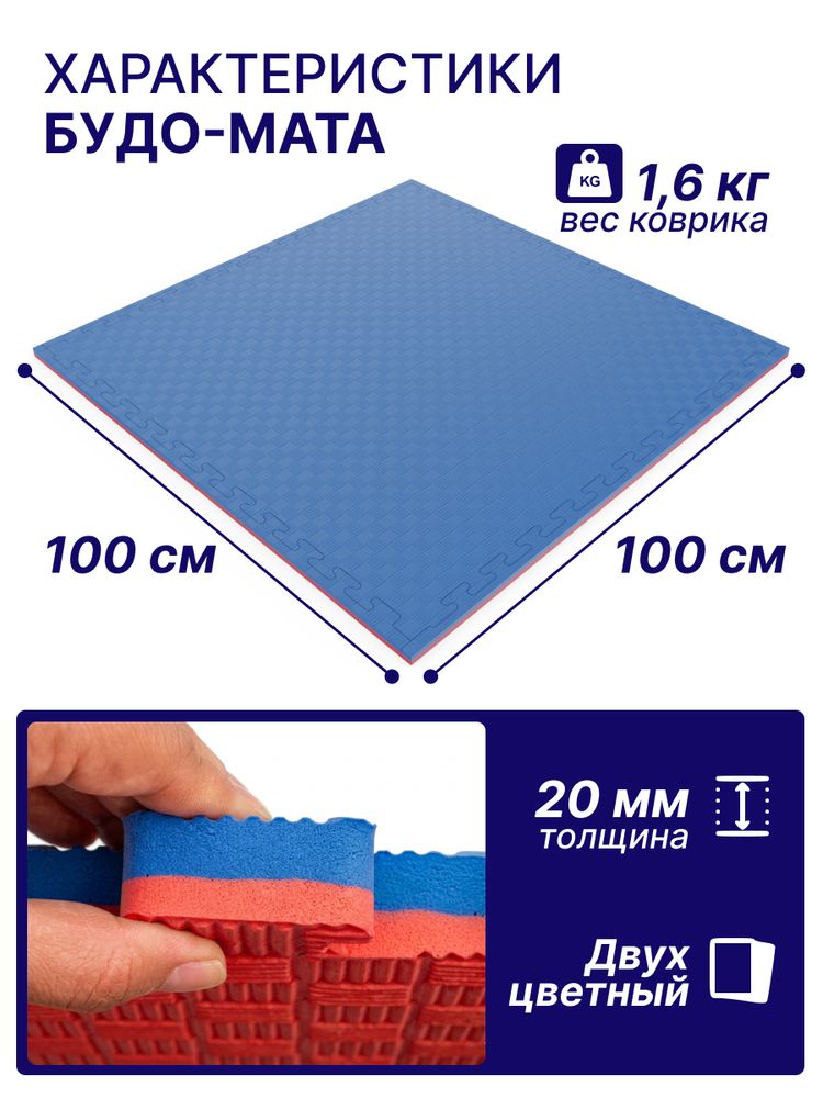 Будо-мат EVA DFC 100 x 100 см, 20 мм, цвет сине-красный