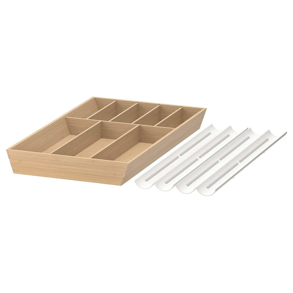 IKEA UPPDATERA  (ИКЕА УППДАТЕРА)  -  Лоток для приборов/держатель для специй - белый/бамбук 52x50 см