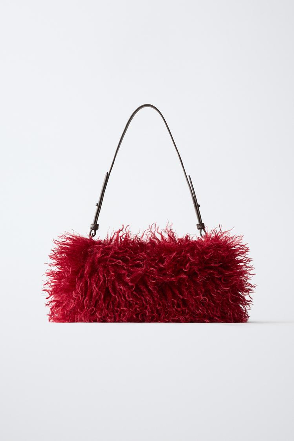 ZARA СУМКА SHOULDER ИЗ ИСКУССТВЕННОГО МЕХА, КРАСНЫЙ