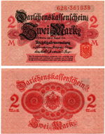 Банкнота Германская Империя 2 марки 1914 год