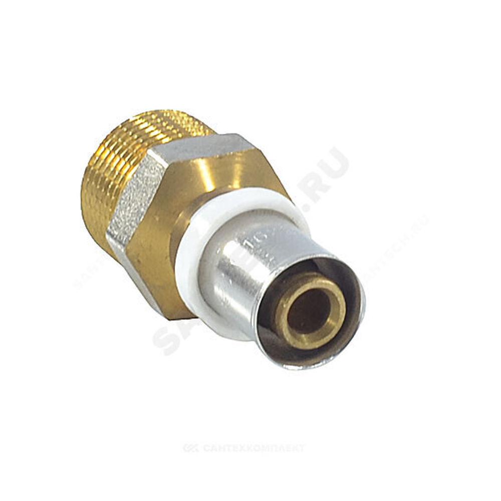 Муфта МП латунь никель пресс Дн 16х3/4" НР ГОСТ 32415-2013 8001 Aquasfera 8001-02