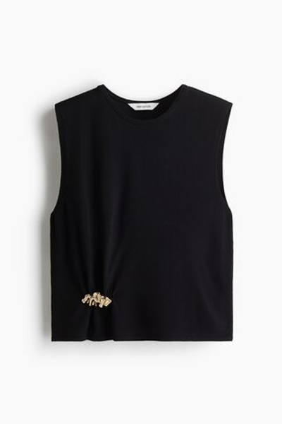 Тонкий трикотажный топ с металлической деталью - H&M