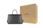COACH Beckett Coated Canvas With Refined Calfskin Briefcase, Shoulder Bag, Crossbody Bag, Handbag Large Men"s Black