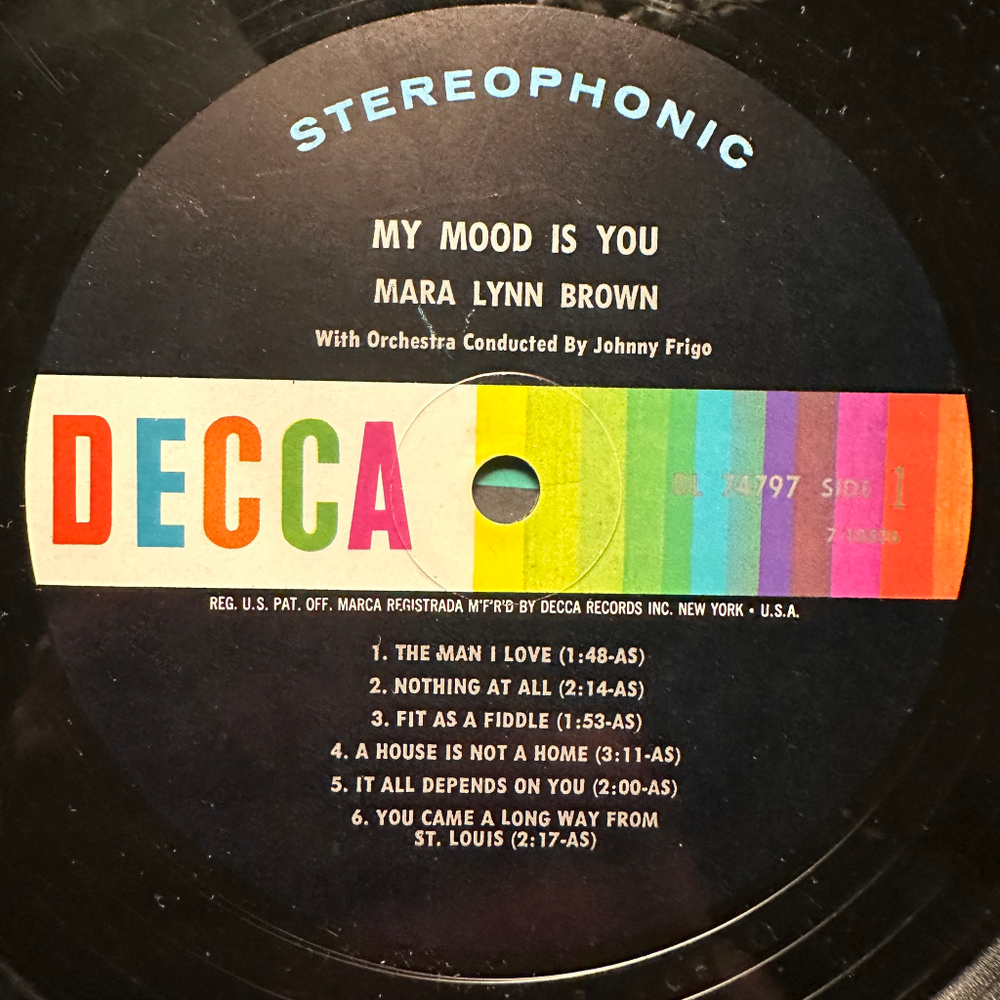 Mara Lynn Brown Orchestra Directed Johnny Frigo - My Mood Is You (США 1966г.)