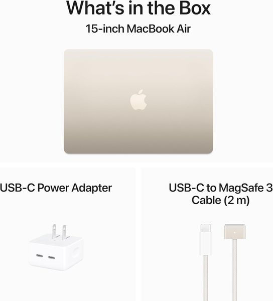 Ноутбук Apple MacBook Air 15 2024 MXD33LL/A (M3 8-Core, GPU 10-Core, 16 ГБ , 512 ГБ ), сияющая звезда