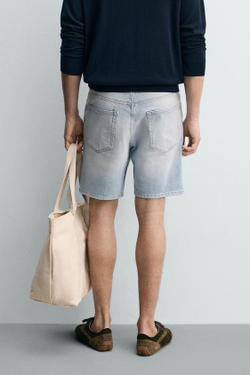 ZARA ДЖИНСОВЫЕ ШОРТЫ REGULAR FIT, ГОЛУБОЙ