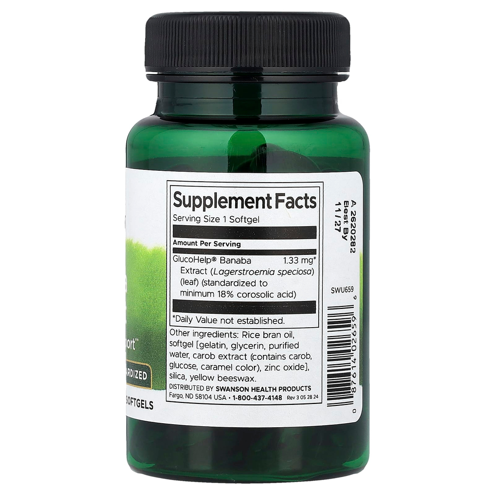Swanson Vitamins, GlucoHelp®, экстракт банабы, стандартизованный, 1,33 мг, 60 капсул