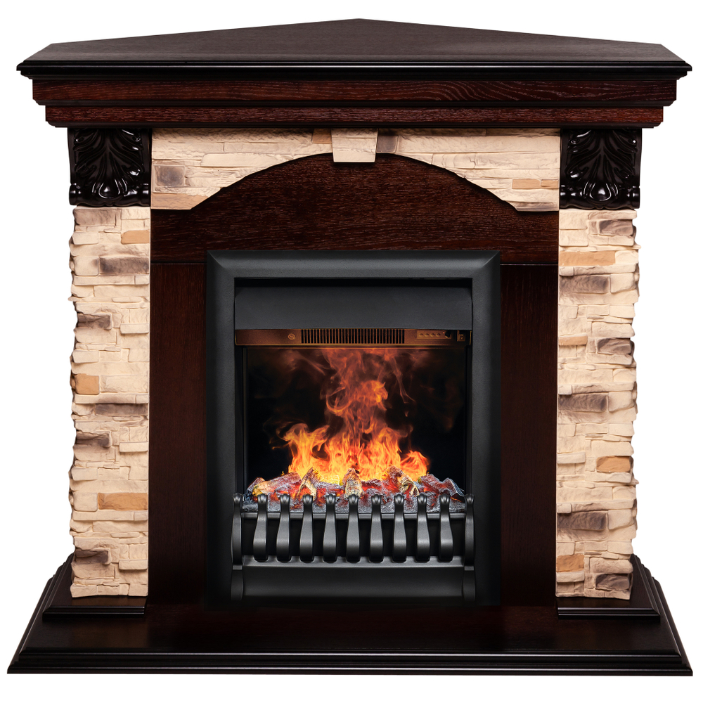 Каминокомплект Real Flame Dublin Corner Rock AO с очагом 3D Oregan (угловой)
