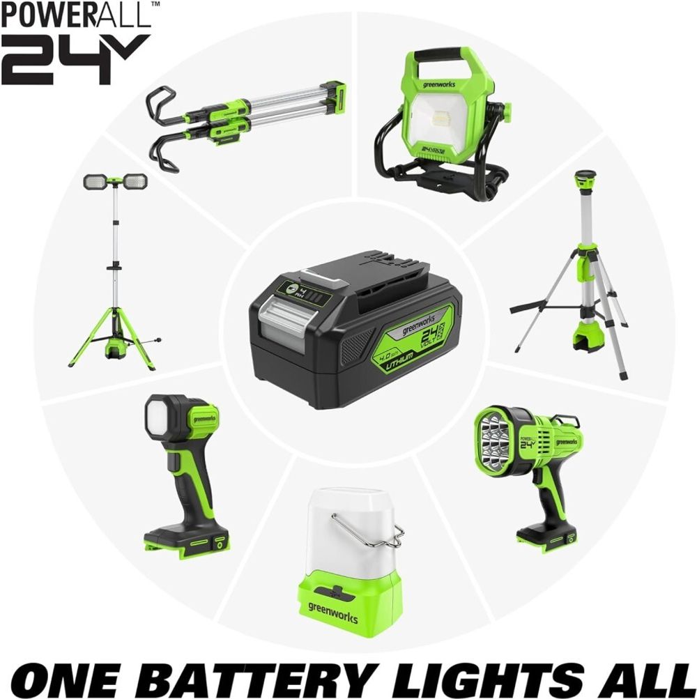 Мачта осветительная аккумуляторная Greenworks GPT-STL Арт.3503207, 24V /110-240V, 3000 лм, без АКБ и ЗУ