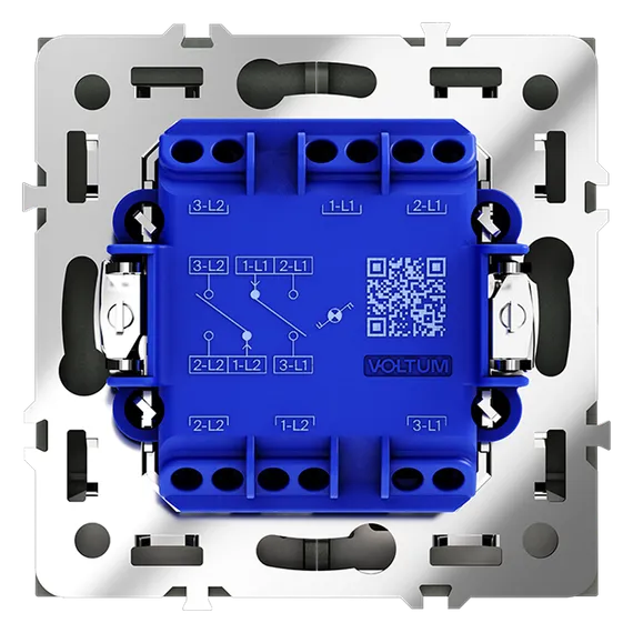 Переключатель проходной двухклавишный с подсветкой Voltum S70 Титан VLS020406