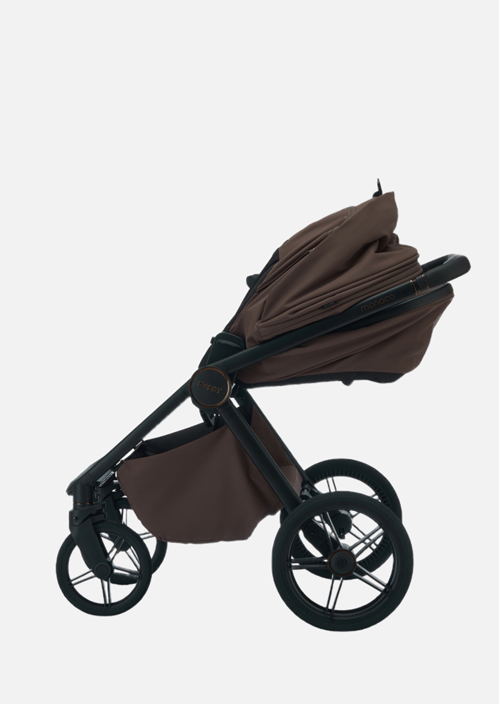 Peppy Коляска детская Monaco Plus 2 в 1 Brownie (коричневый), рама черная